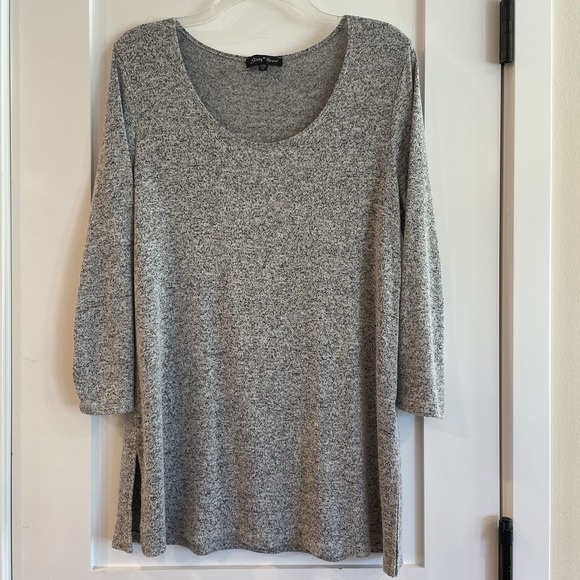 Slinky Brand Top Womens L‎ Large Gray Tunic Stretch Long Sleeve Pullover Soft - Picture 1 of 9